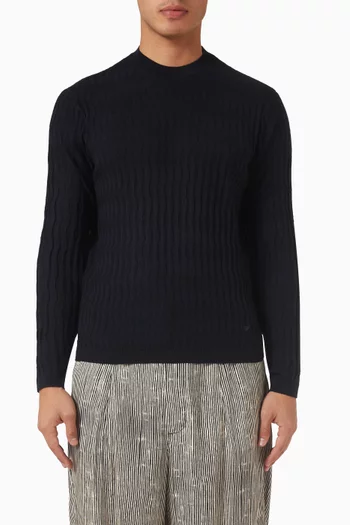 Diamond Fancy Stitch Sweater in Wool