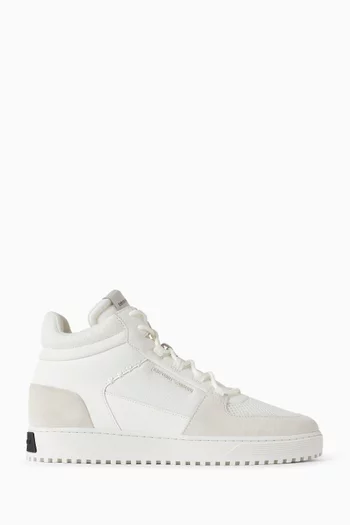 Eagle Logo High-top Sneakers in Suede & Mesh