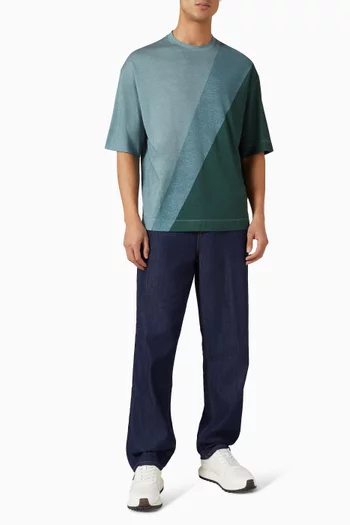 تي شيرت بنقشة رقمية مزيج قطن