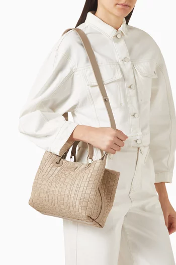 MyEA Tote Bag in Woven Leather
