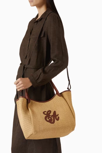 حقيبة يد بشعار الماركة بحجم كبير