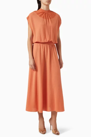 فستان بلا أكمام وحزام خصر منسوج