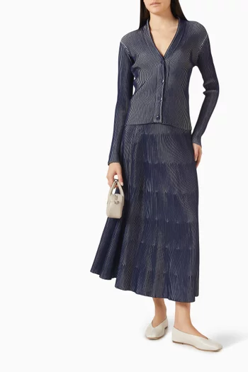 كارديغان بنقشة مخططة نسيج بغرزة ستوكينيت