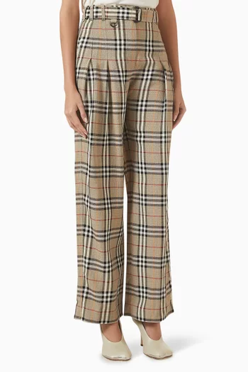 Check Wide-leg Pants in Twill