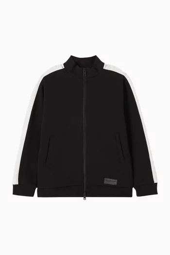 Embossed Contrast-panel Jacket in Organic Cotton-blend