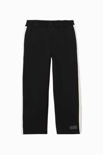 Embossed Contrast-panel Sweatpants in Organic Cotton-blend