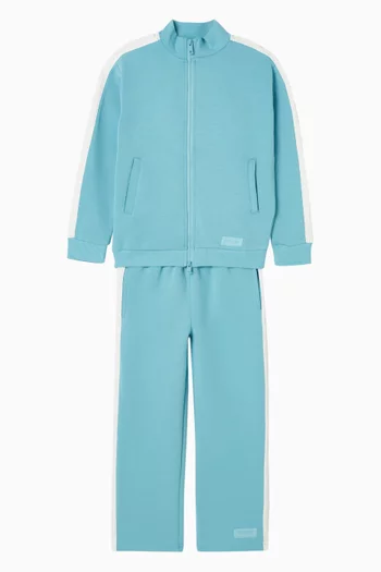 Embossed Contrast-panel Sweatpants in Organic Cotton-blend