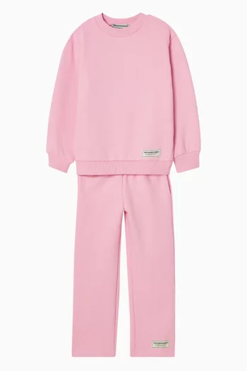 بنطال رياضي بقصة ساق مستقيمة واسعة مزيج قطن عضوي