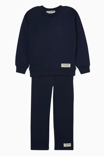 بنطال رياضي بقصة ساق مستقيمة واسعة مزيج قطن عضوي