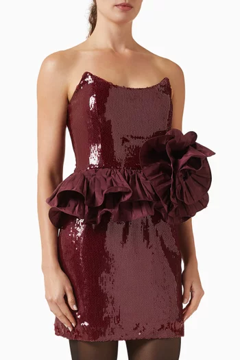 فستان نيرو قصير مطرز بالترتر