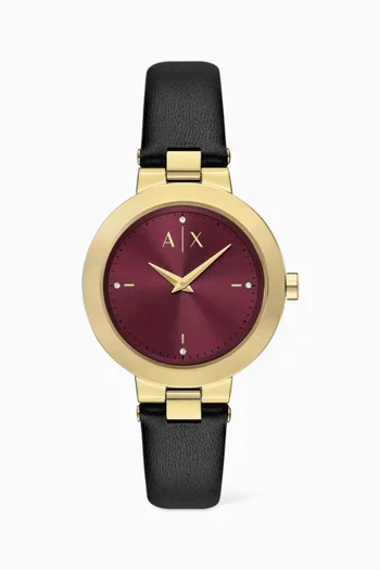 Jackie Stainless Steel & Leather Watch, 36mm