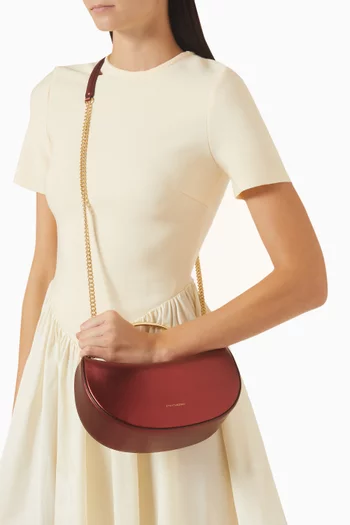 Crescent Moon Mini Bag in Metallic Leather