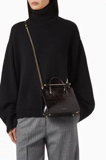 حقيبة يد ميني جلد بنقشة جلد التمساح