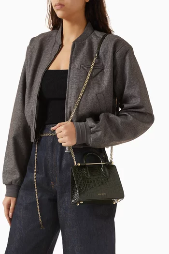 Nano Tote Bag in Croc-embossed Leather