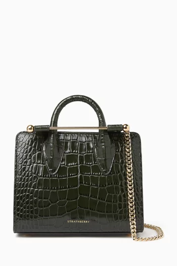 Nano Tote Bag in Croc-embossed Leather