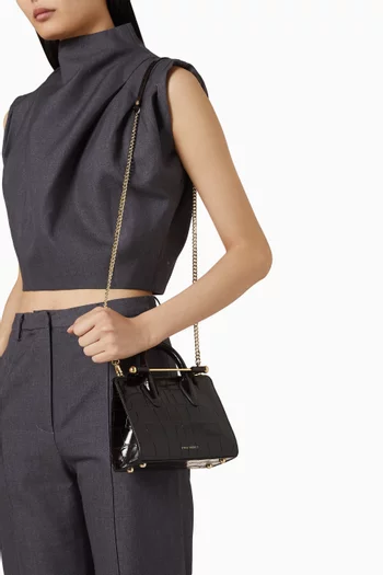 حقيبة يد نانو جلد عجل بنقشة جلد التمساح