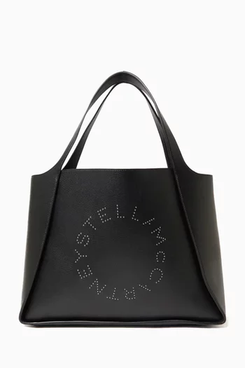 حقيبة يد بشعار الماركة مرصع بحلي جلد صناعي بارز الملمس