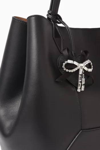 Embellished-trim Heart Charm in Leather