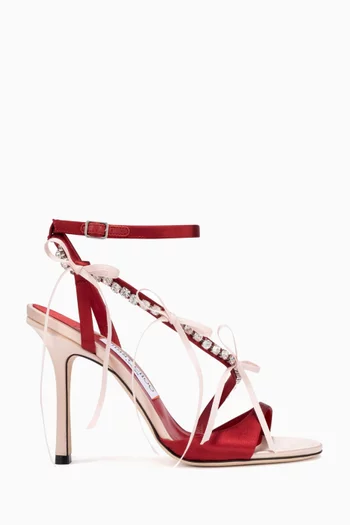 صندل لولا بكعب 100 مم ستان مطرز