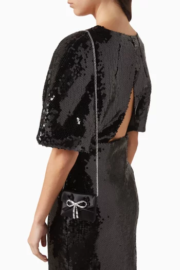 حافظة بطاقات بعقدة مرصعة بالكريستال ستان ناعم