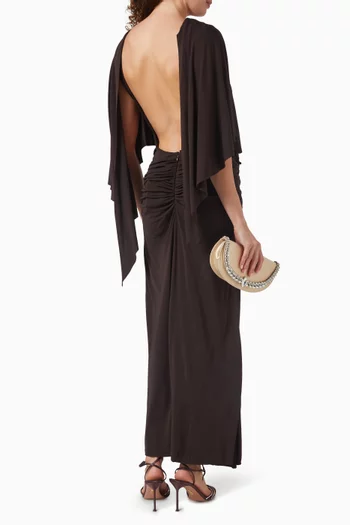Fluted Drape Gown in Jersey