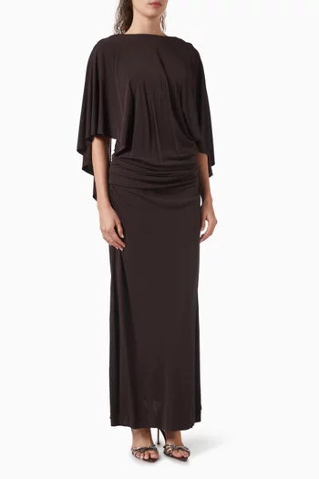 Fluted Drape Gown in Jersey