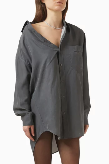 Pre-styled Off-shoulder Shirt Dress in Silk