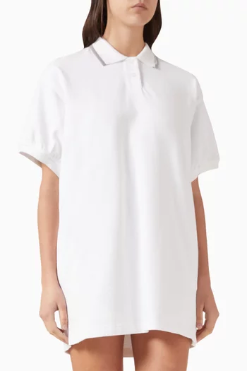 فستان قصير بياقة بولو وقصة فضفاضة قطن