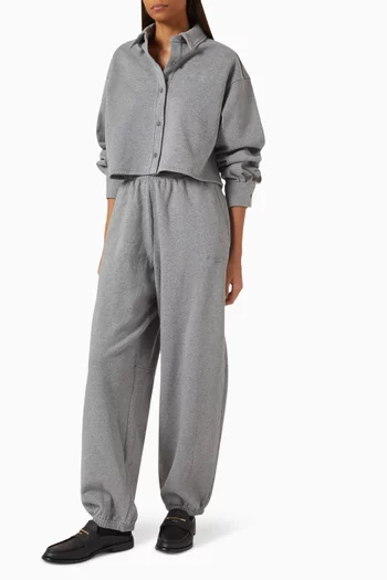 Crop Button-up Shirt in Cotton Terry