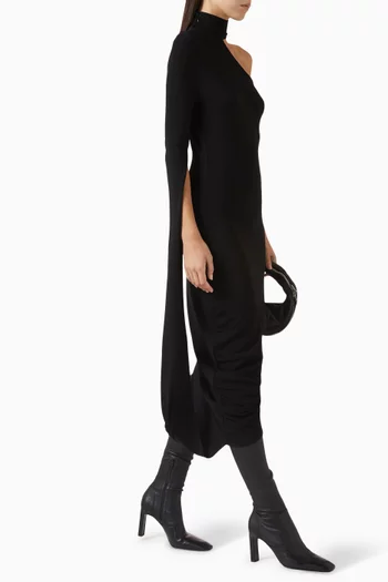 Draped Midi Dress in Crepe Jersey