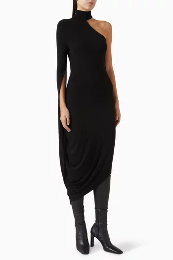 Draped Midi Dress in Crepe Jersey