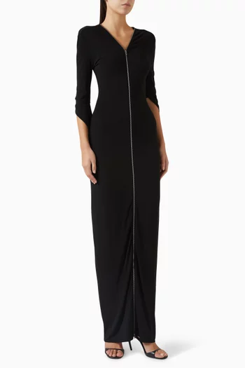Draped Zip Dress in Jersey