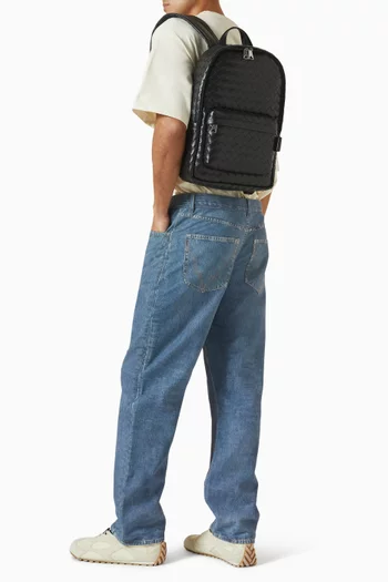 حقيبة ظهر صغيرة جلد مجدول