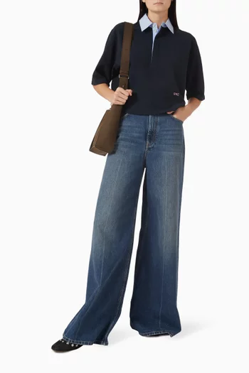 تي شيرت بولو قصير بقصة فضفاضة بيكيه