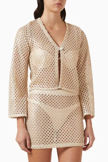 قميص تاليا للارتداء فوق ملابس السباحة قماش شبكي