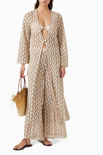 بنطال ييرا نسيج بنقشة خطوط متعرجة