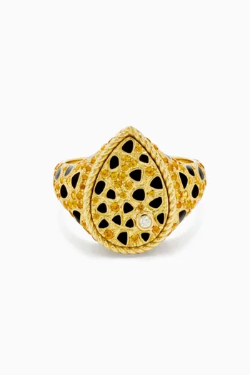 خاتم لينيكس كلاسيكي بتصميم كمثرى ذهب عيار 9