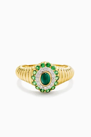 Baby Signet Malachite Ring in 9kt Gold