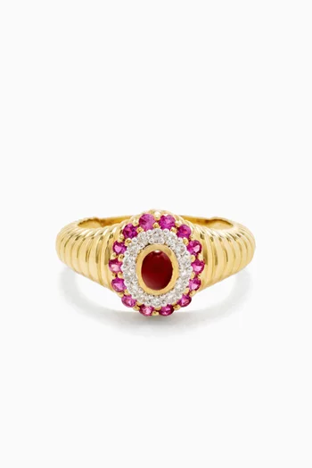 خاتم بيبي كلاسيكي مرصع بالعقيق ذهب عيار 9