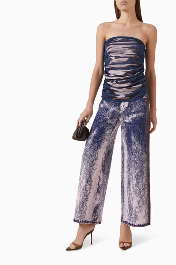 بنطال زهرة بقصة ساق واسعة