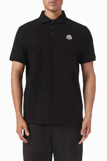 Logo Patch Polo T-shirt in Cotton-piqué