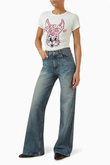 تي شيرت بنقشة رسوم متحركة قطن جيرسيه