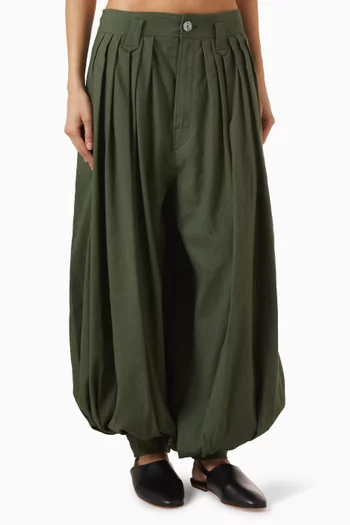 بنطال بقصة منفوخة مزيج قطن