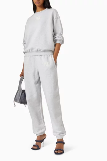 بنطال رياضي بشعار الماركة بتصميم منفوخ قماش تيري