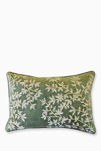 Botanical Embroidered Cushion in Velvet