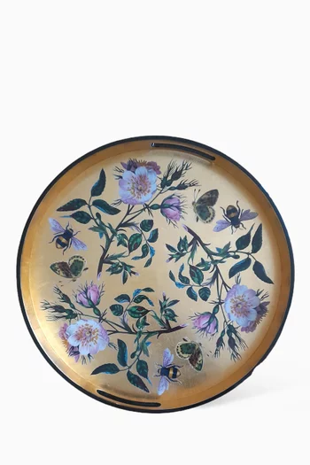 Floral Lacquered Tray in Wood