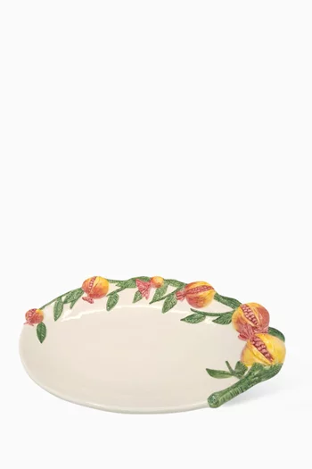 Large Pomegranate Oval Platter in Hand-painted Ceramic