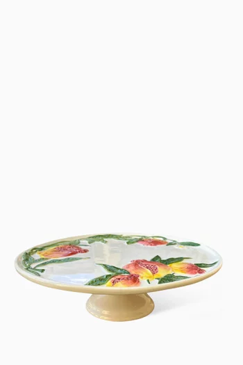 Pomegranate Cake Stand in Hand-painted Ceramic
