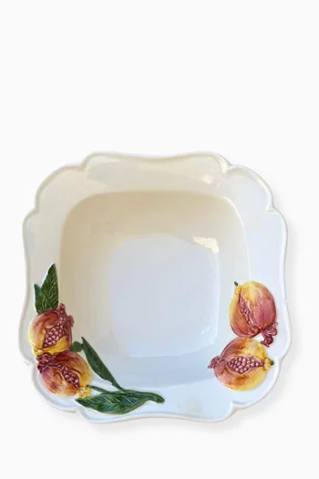 طبق تقديم بنقشة رمان خزف بطلاء يدوي