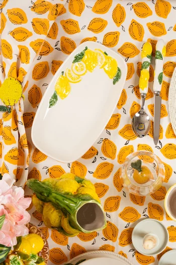 صينية بنقشة ليمون مطلية يدويًا خزف